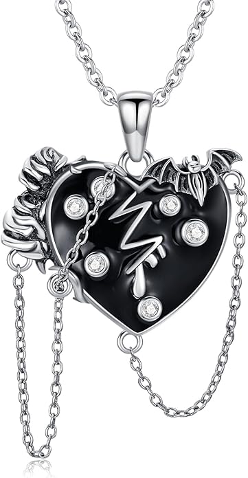 Black Cat/Dragon/Fox/Wolf Necklace 925 Sterling Silver Celtic Moon Pentagram Pendant Gothic Jewelry Goth Halloween Gifts for Women