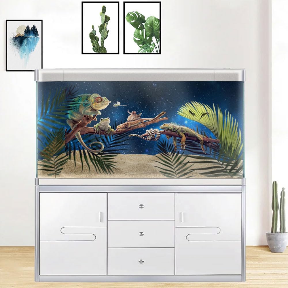 60X24IN Starry Aquarium Background, Art Starry Fish Tank Decorations Background, with 8 EVA Double-Sided Tape
