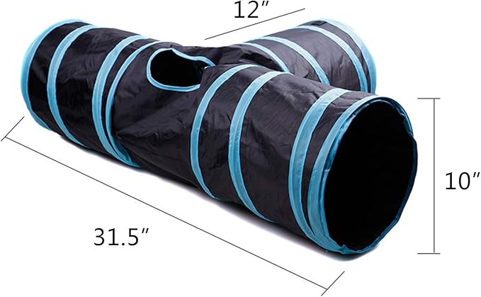 iCAGY Cat Tunnels for Indoor Cats Interactive, Rabbit Tunnel Toys, Pet Toys Play Tunnels for Cats Kittens Rabbits Puppies Crinkle Collapsible Pop Up 3 Ways Black