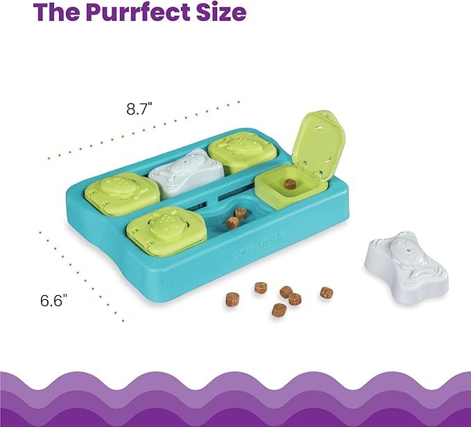 Catstages Kitty Cube Interactive Cat Treat Puzzle, Blue