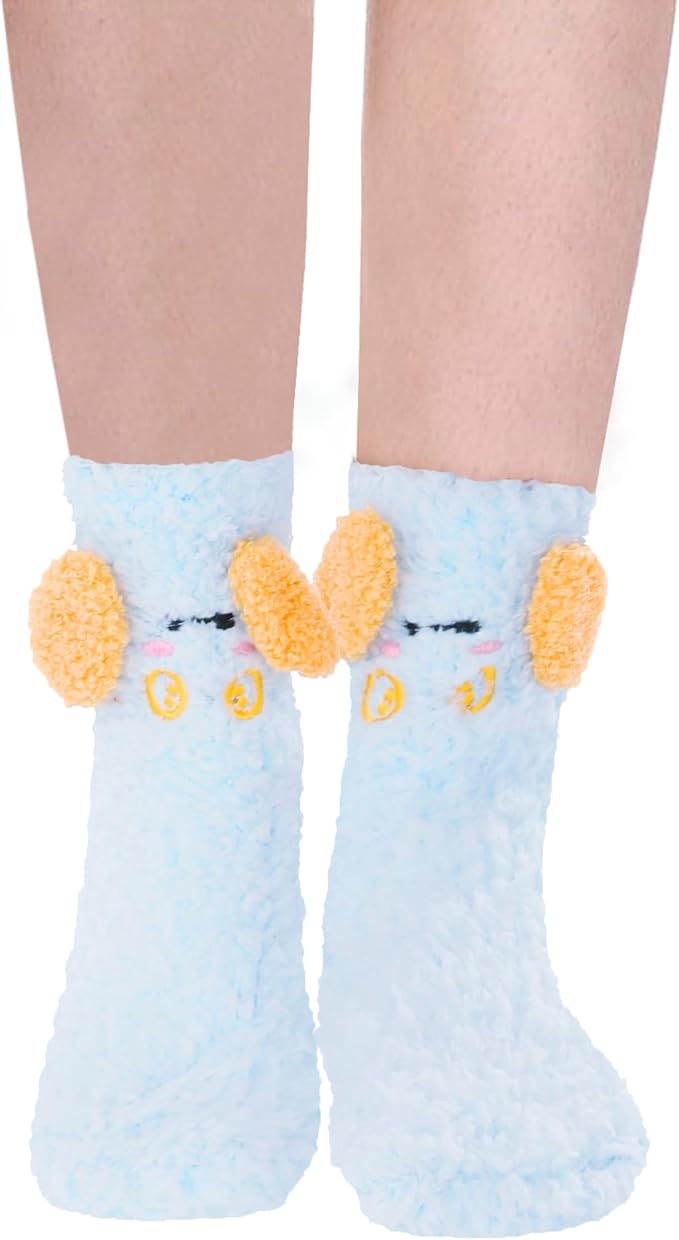 Benefeet Sox Funny Animal Fuzzy Socks for Women Girls - Cute Fluffy Slippers, Cozy Warm Winter Plush Sleeping Socks