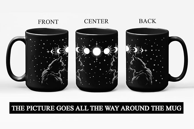 Black Cat Mug 15oz Cat Lover Gifts for Women Funny Goth Coffee Mug - Witch, Goth Decor Halloween Cup With Cats Goth Gift Witchy Gifts for Women - Fathers Day Mugs Cats Christmas Gothic Home Decor