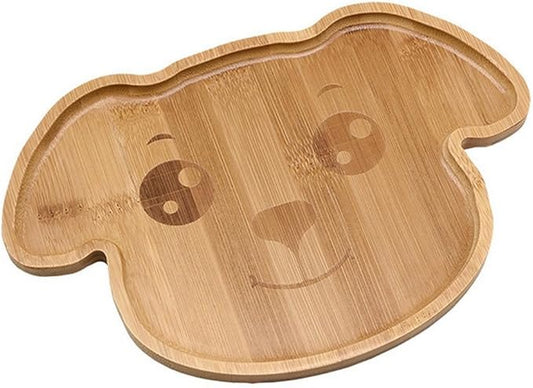 4915, Bamboo Food Plate for Snacks Appetizer Fruit Vegetable | Children Meal Plate | Picnic Kitchen Party | Eco-Friendly Plates, Dog Face Shaped, 9.75"X6.75", 1 Pack