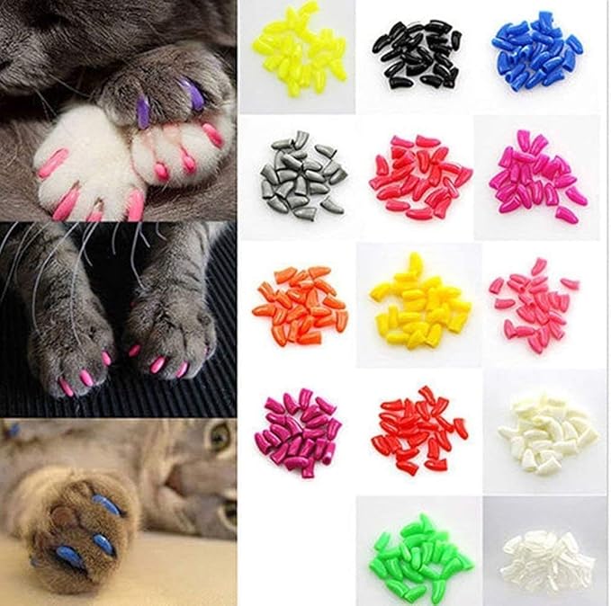 100pcs Cat Nail Caps Kitten Caps Cat Caps Cat Nail Covers with 5pcs Adhesive Glue+5pcs Applicators+Instruction