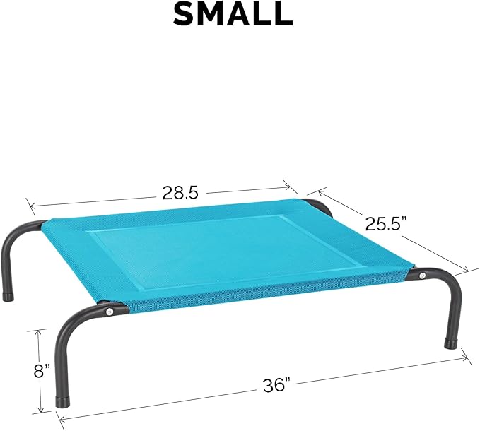FurHaven Elevated Pet Cots - Cooling & Breathable Nylon Mesh Hammock for Small Dogs & Cats/Easy-to-Assemble / / Durable and Reinforced/Perfect for Rest & Relaxation Outdoors - Capri Blue, Small
