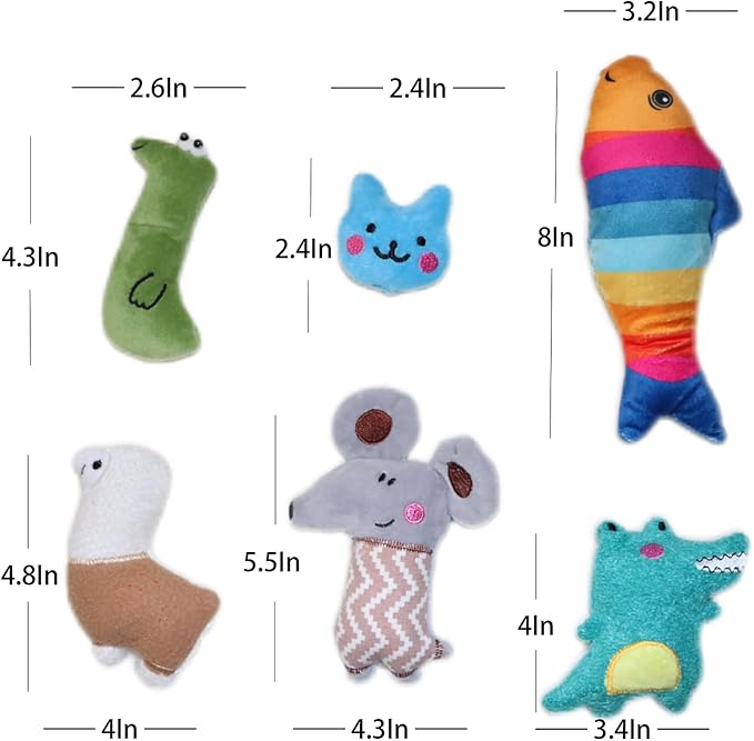 Cat Toys,Catnip Toys for Indoor Cats - 6Pcs Bite Resistant with Different Shapes Cat Chew Toys&Cat Kick Toys