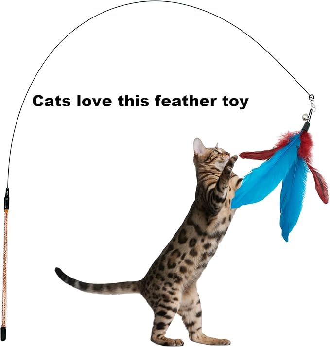 Cat Feather Toy Refill Cat Feathers Wand Replacement, 10 PCS Feather Cat Toy Refills, Interaction Feather Cat Toy for Indoor Cats