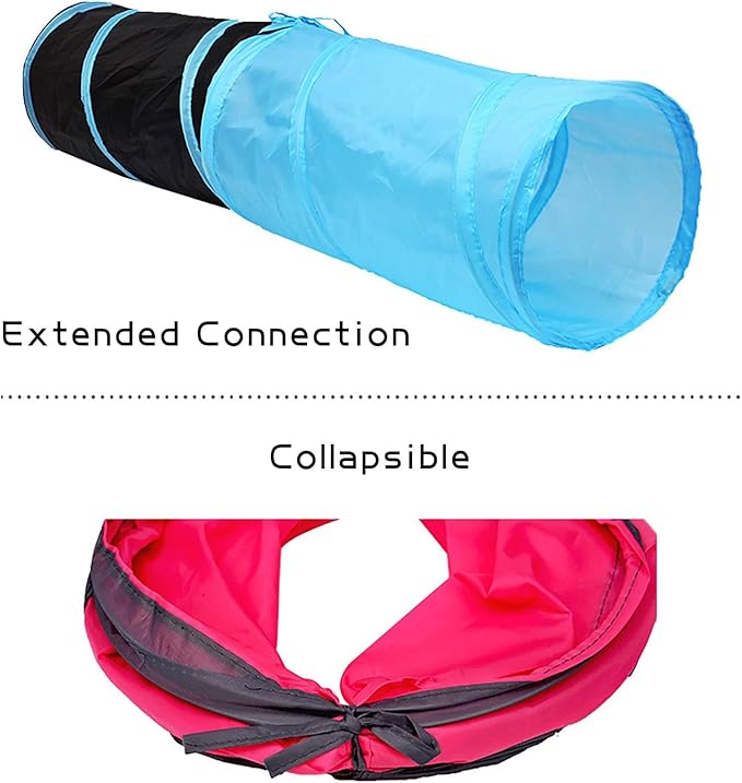 iCAGY Foldable Spiral Cat Tunnel - Indoor Toy for Small Cats, Kittens, and Rabbits - Tube for Interactive Play and Outdoor Fun - Pet Activity Toy Red 20" 3 Pcs
