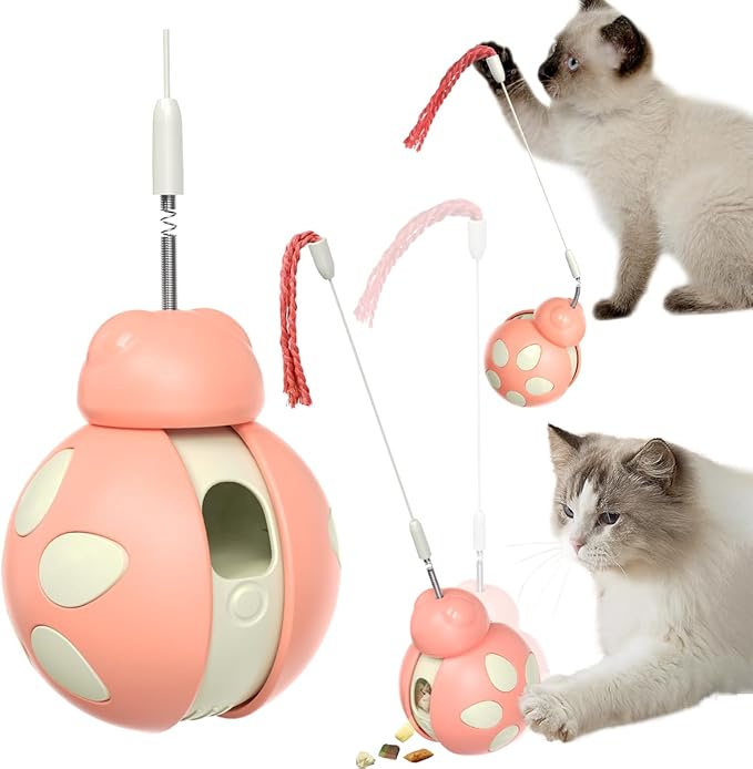 3 in 1 Interactive Cat Toy with Tumbler Cat Toy, Cat Feather Toy, and Cat Food Toy for Indoor Cats - Best Cat Dancer Wire Toy for Training and Iq Increase and Reliving Anxiety