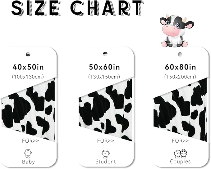 Round Cow Print Blanket Throws Lightweight Fleece Soft Cozy Throw Blanket Fuzzy Warm Plush Cow Printed Blankets & Throws for Travel Chair Bedroom Living Room Sofa 50"x60"