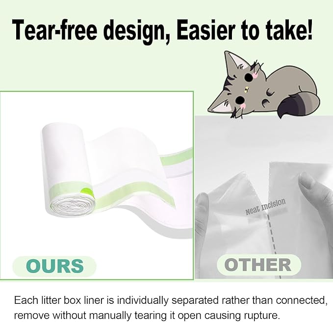 30 Count Cat Litter Liners XL, 36" x 16" Cat Litter Box Bags with Drawstring, Self Cleaning Litter Box Bags