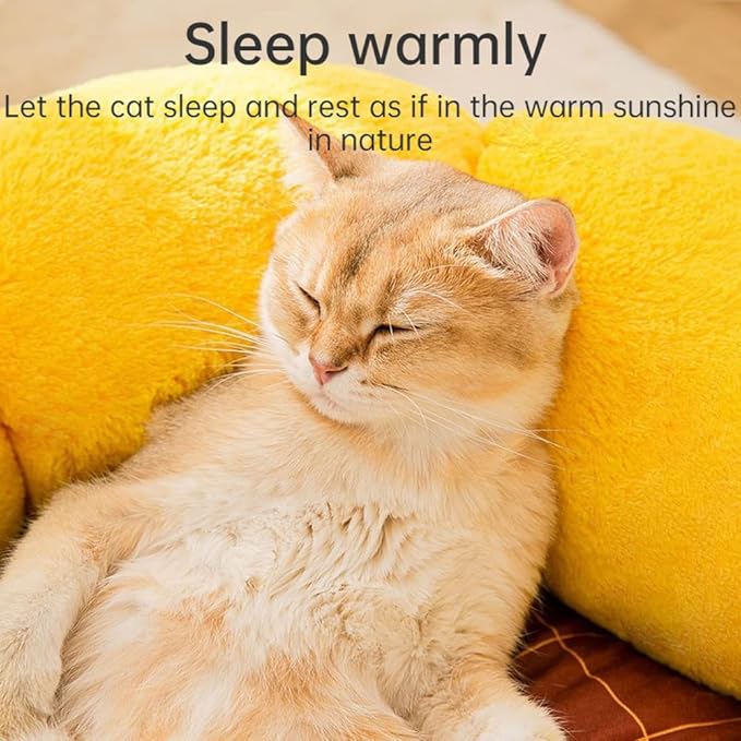 Cat Nest Flower Shape Cat Sofa Bed Cute and Comfortable Pet Cat House Thickened Non-Slip Soft Pet Bed Suitable for Small Cats and Dogs (S,Gray)