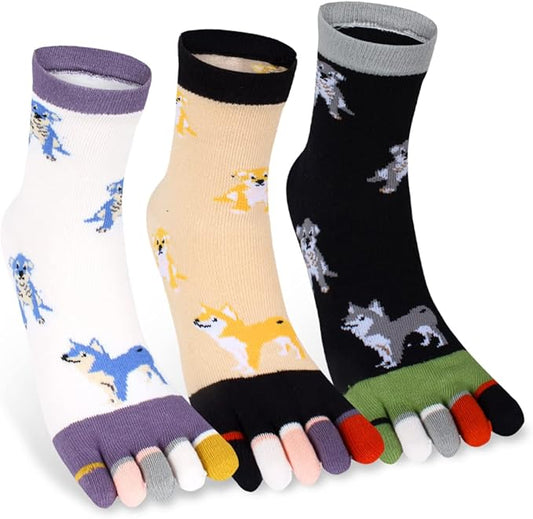 Benefeet Sox Toe Socks Women Men Cute Cat Five Finger Socks for Girls Colorful Cotton Ankle Athletic Running Socks with Toes