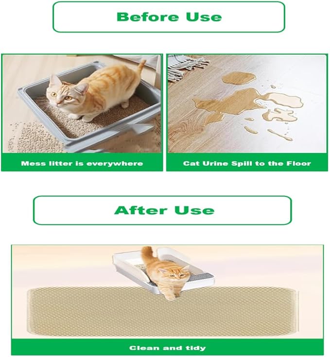 1 Pack Cat Litter Mat, 30''X 24'' Litter Box Mat, Double Layer Waterproof Urine Proof Trapping Mat (Brown)