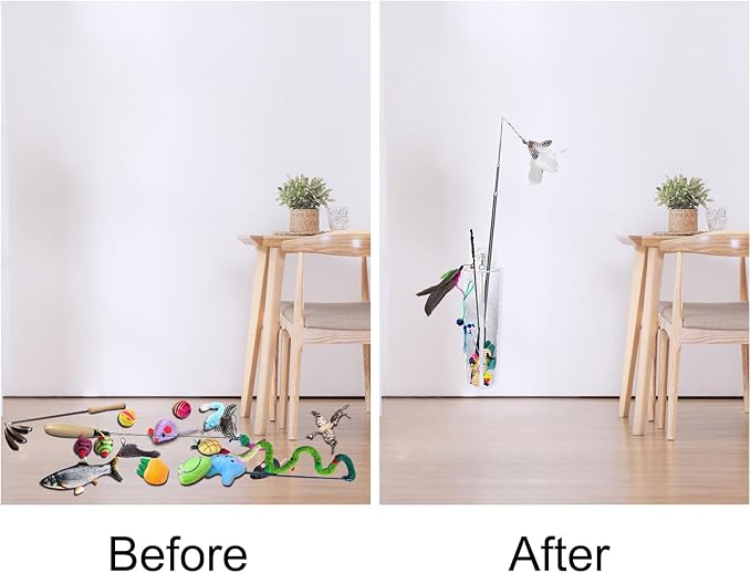 Cat Wand Toy Storage Hanging Bag，Cat Teaser Wand Holder for Organizing Teaser Wand Toys, Create Clutter-Free Cat Life Home