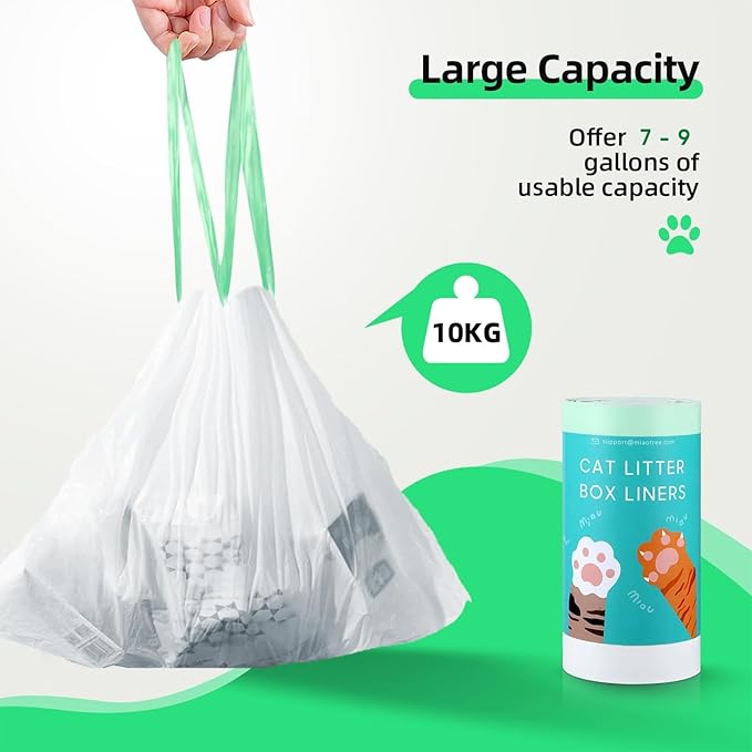 120 Count Self-Cleaning Litter Box Liner Bags for PURA X/MAX, Drawstring Replaced Trash Bag Waste Bag for Automatic Cat Litter Box -21" x 11"