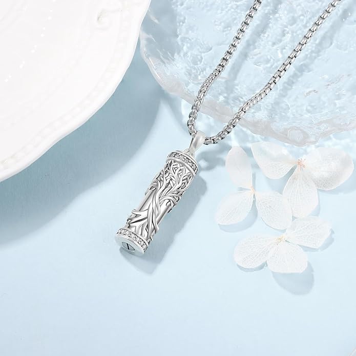 Aniu Cremation Jewelry for Ashes S925 Sterling Silver Urn Necklace Memorial Necklace for Human Ashes of Loved Ones Keepsake Pendant for Men Women