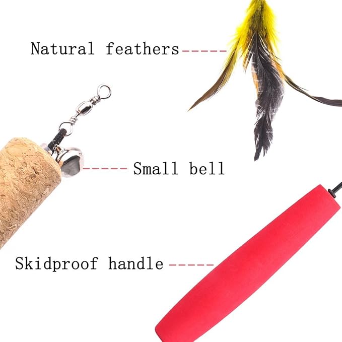 Cat Toys Interactive,9 Packs Retractable Cat Toy Wand, Cat Feather Toy, Assorted Refills Teaser Exerciser Wand Toy Set,Fish Bird Butterfly Dragonfly Worm