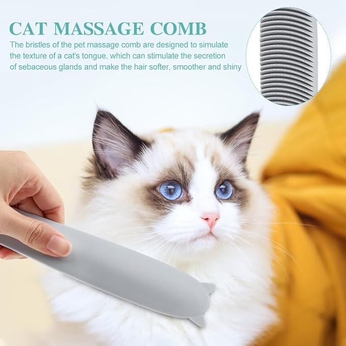 2 Pcs Cat Brush, 2 in 1 Cat Deshedding Brush, Portable Cat Grooming Brush with Cat Tongue Comb, cat grooming supplies Pet Tool Accessories for Short or Long Haired Cats