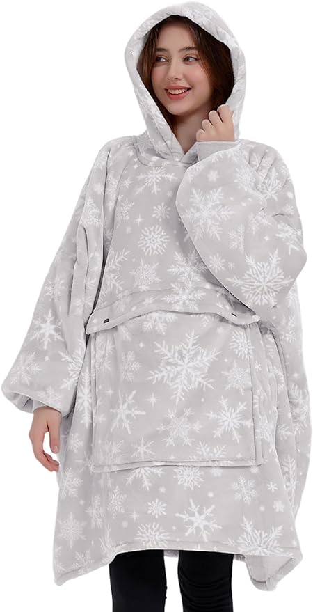 KFUBUO Wearable Blanket Hoodie for Adults Sherpa All Patterns Oversized Sweatshirt Blanket with Pocket