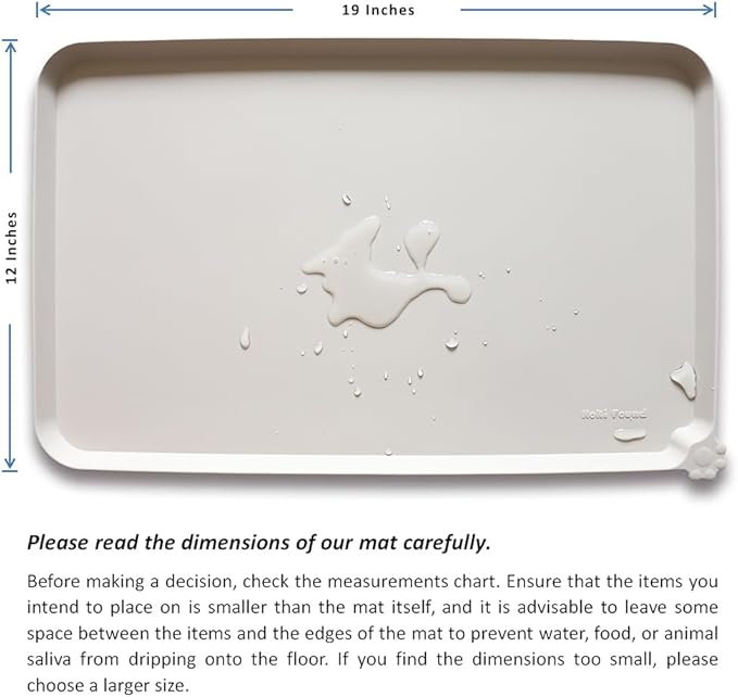 Hoki Found Silicone Pet Food Mats Tray - High-Lips Pet Dog Cat Bowl Mats - Dog Pet Cat Feeding Mat - Waterproof Dog Cat Food Mats -Pet Water Mats for Floors -Cream Brown