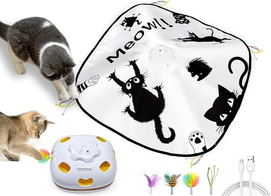 ORSDA Cat Toys, 4 in 1 Interactive Cat Toys for Indoor Cats, Automatic Cat Toy Kitten Toys, Rechargeable Electric Toy for Cat Home Alone Self Play for Bored Indoor Adult Cats Stimulating Teasing Kitty