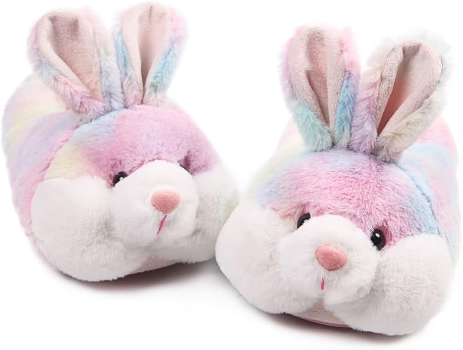 Caramella Bubble Classic Bunny Slippers for Women Funny Animal Novelty Slippers for Adults Cute Plush Rabbit Bedroom Slippers