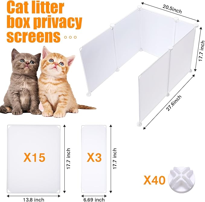Barydat 3 Set Cat Litter Box Enclosure Splash Guard Extra Large 27.6 x 20.5 Inch Pet Litter Pan Pee Shields Easy Clean High Wall Litter Box Enclosure for Cat Litter Box Stainless Steel Litter Box