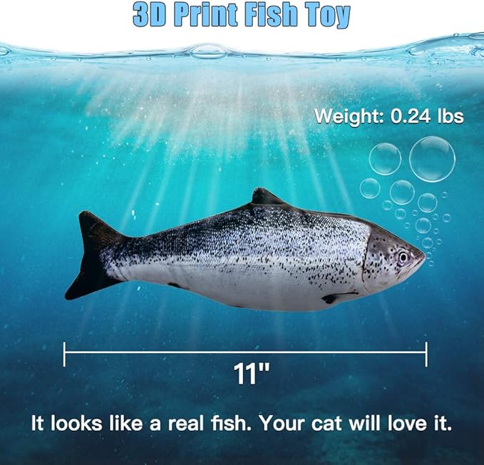 TOOGE 2 Pack 11" Floppy Fish Cat Toys with SilverVine and Catnip for Indoor Cats Interactive Flopping Fish Cat Kicker Catnip Toys for Cats Puppy Small Dogs