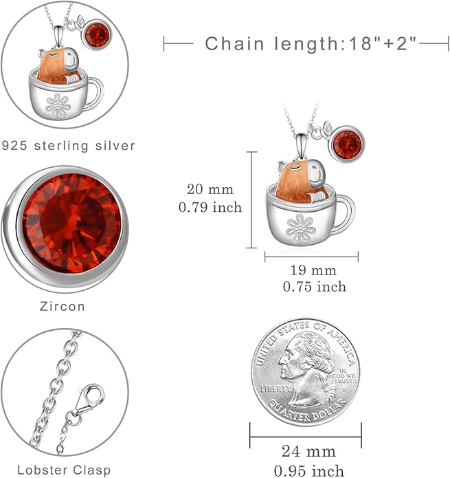 Black Cat/Pug/Boston Terrier/Capybara/Yorkie/Beagle/Maltese/Corgi Necklace 925 Sterling Silver Cute Animal Jewelry for Women