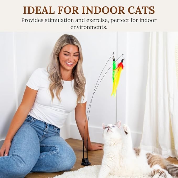 Multisurface Base Cat Wand Toy Cat Toy Feather Wand Suction Cup Feather Cat Toy Cat Toy Feather Wandsuction Cup Feather Cat Toy Interactive Toys Cat Toys Cat Wand Toys For Cats Indoor Kitten Toy