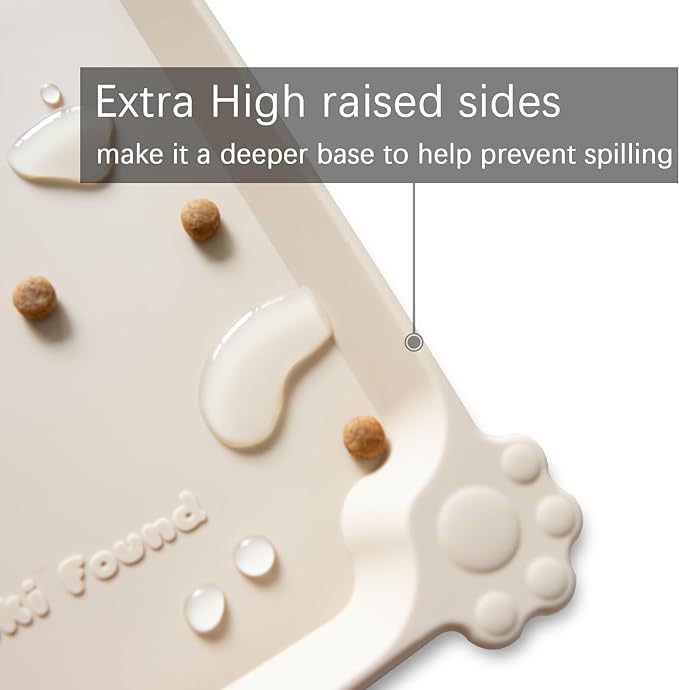 Hoki Found L Silicone Pet Food Mats Tray - Non Slip Pet Dog Cat Bowl Mats Placemat - Dog Pet Cat Feeding Mat - Waterproof Dog Cat Food Mats -Pet Water Mats for Carpet -PapayaWhip