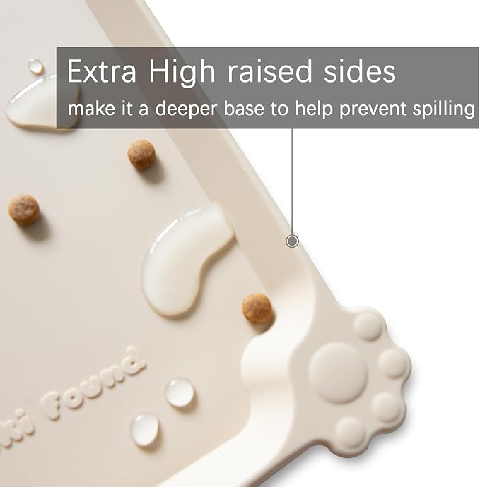 Hoki Found L Silicone Pet Food Mats Tray - Non Slip Pet Dog Cat Bowl Mats Placemat - Dog Pet Cat Feeding Mat - Waterproof Dog Cat Food Mats -Pet Water Mats for Carpet -PapayaWhip