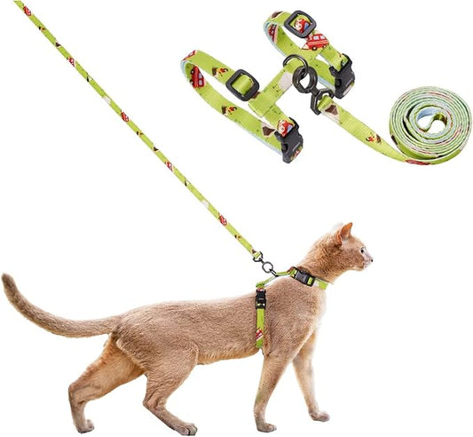 pidan Cat Harness and Leash Set, Cats Escape Proof - Adjustable Kitten Harness for Large Small Cats, Lightweight Soft Walking Travel Petsafe Harness / Green /lime