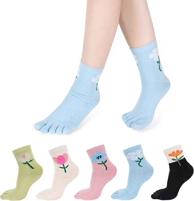 Benefeet Sox Funny Toe Socks Women Five Finger Socks Girls Cute Toe Seperated Cotton Socks Running Athletic Christmas Gifts