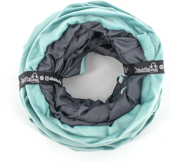 Velvet Fabric - Foldable/Collapsible - 55x8.66 Inches Cat Tunnel (Baby Blue)