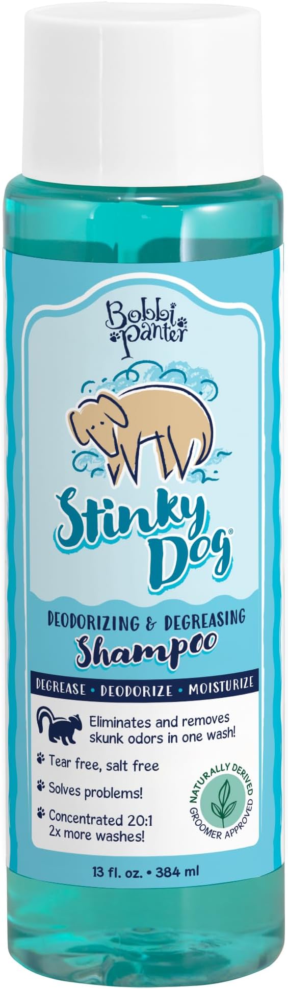 Bobbi Panter Heavy Duty Deodorizing Dog Shampoo for Degreasing & Moisturizing - Natural Ingredients, Tear-Free, pH-Balanced, 20:1 Concentrated Formula, Fresh & Clean Scent, 13 oz.