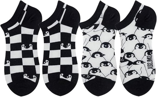 2 Pairs Funny Cartoon Animal Print Cotton Ankle Socks for Women Teens