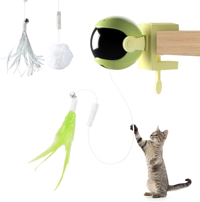 jovani Cat Toys Hanging Door Automatic Cat Toy Interactive Elastic Rope with Feather & Other Two Toys, Cat Catching Game Door Hanger