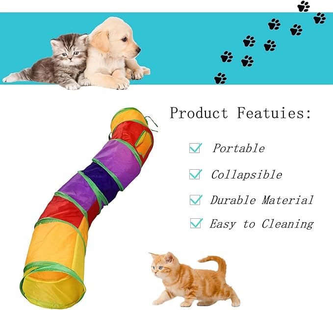 Cat Tunnel,Rabbit Tunnel,Cat Tunnels for Indoor Cats,Peekaboo Cat Cave,for Cats, Puppy, Kitty, Kitten, Rabbit