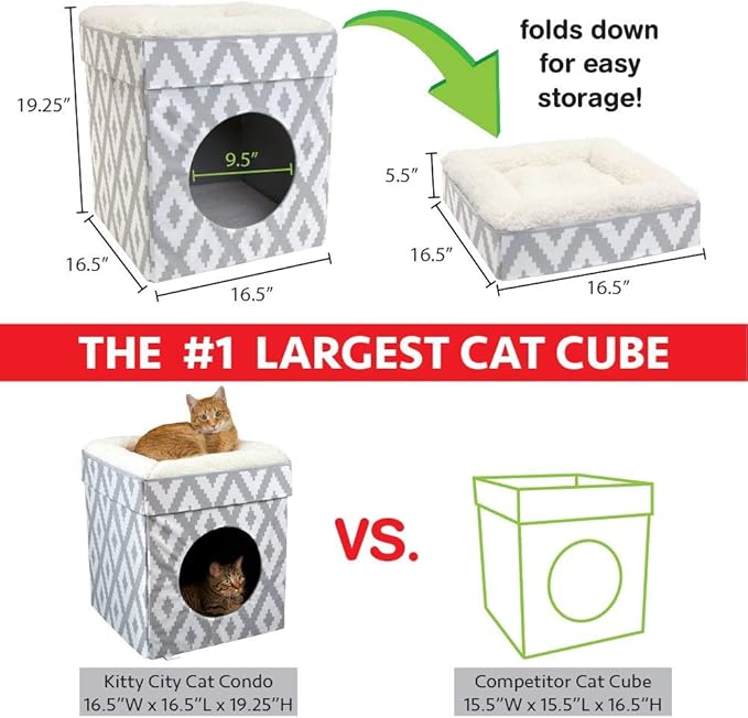 Kitty City Large Cat Bed, Stackable Cat Cube, Indoor Cat House/Cat Condo, Cat Scratcher