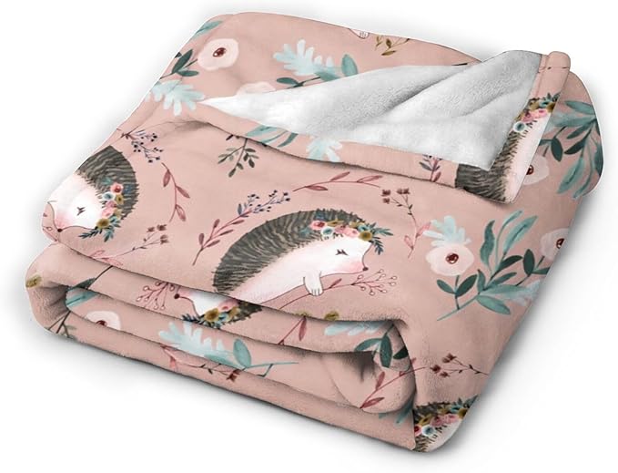 Ultra Soft Cozy Plush Hedgehog Throw Blanket - Hedgehog Lovers Gifts for Girls, Women, Kids & Adults - Lightweight Flannel Comfy Blankets for Nursery, Couch, Sofa - 80"x60"