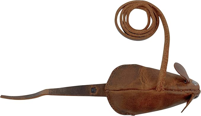 TACO DOG, Stuffed Mouse Cat Toy Handmade from Full Grain Leather - Bourbon Brown