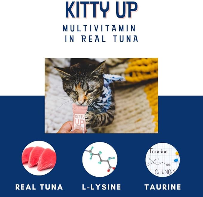 Lickable Cat Treats for Indoor Cats - Multivitamin Puree Treat with Real Tuna, Lysine, Taurine, & Grain Free | 12 Cat Tube Treats
