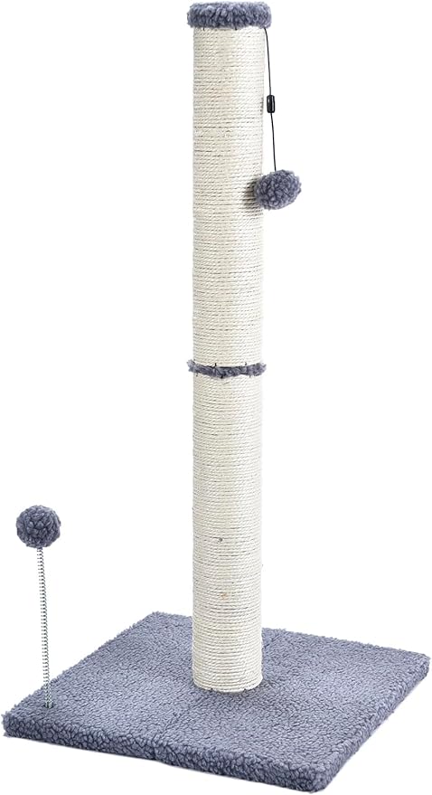 Cat Craft Scratching Post, Cat Scratch Post 30" Kitten Scratcher Sisal Scratch Posts with Hanging Balls, Grey