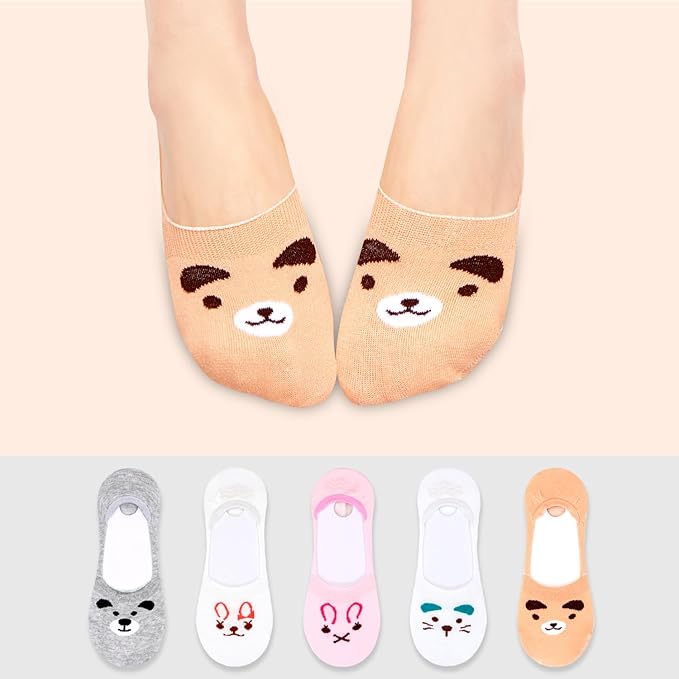 Benefeet Sox Womens Girls Cute No Show Liner Socks Non Slip Funny Patterned Low Cut Socks Novelty Cotton Loafer Footies Sock