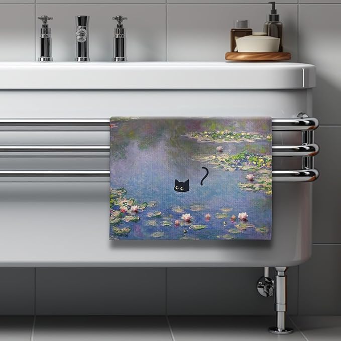 Funny Hand Towels,Cat Hand Towel,Cat Towels,Cat Kitchen Towels,Cat Dish Towels,Fun Kitchen Towels,Funny Bathroom Hand Towels,Cat Gifts for Women,Cat Kitchen Accessories,Gifts for Cat Lovers for Women