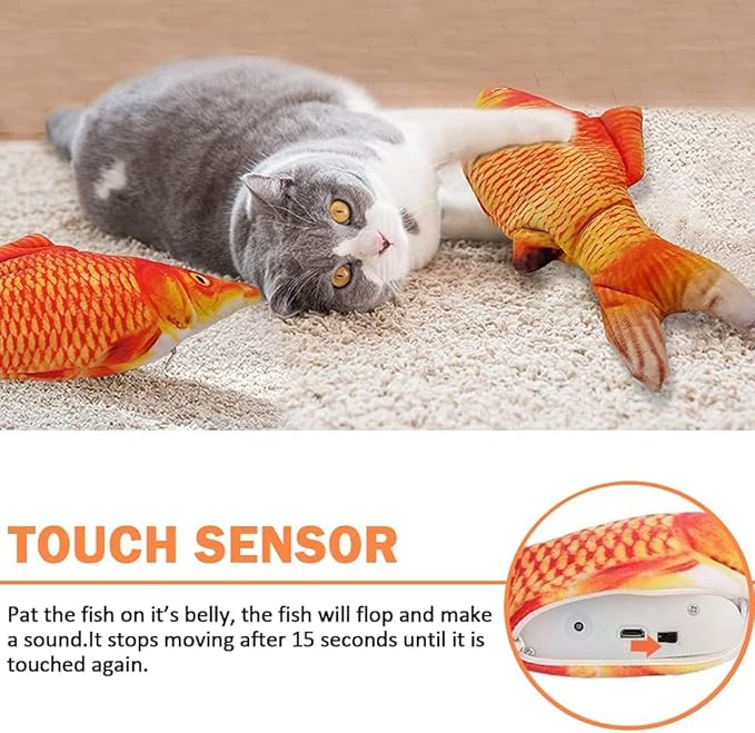 Cat Toys for Bored Indoor Adult Cats - Interactive Cat Toy for Indoor Cats, Automatic Moving Cat Kicker Toy with Catnip, 11" Electric Flopping Fish Cat Toy for Boredom Cats, High Energy Kitten