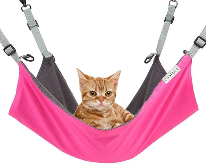 Cat Hammock Bed Comfortable Hanging Pet Hammock Bed for Cats/Small Dogs/Rabbits/Other Small Animals 22 x17 in (Rose-Red)