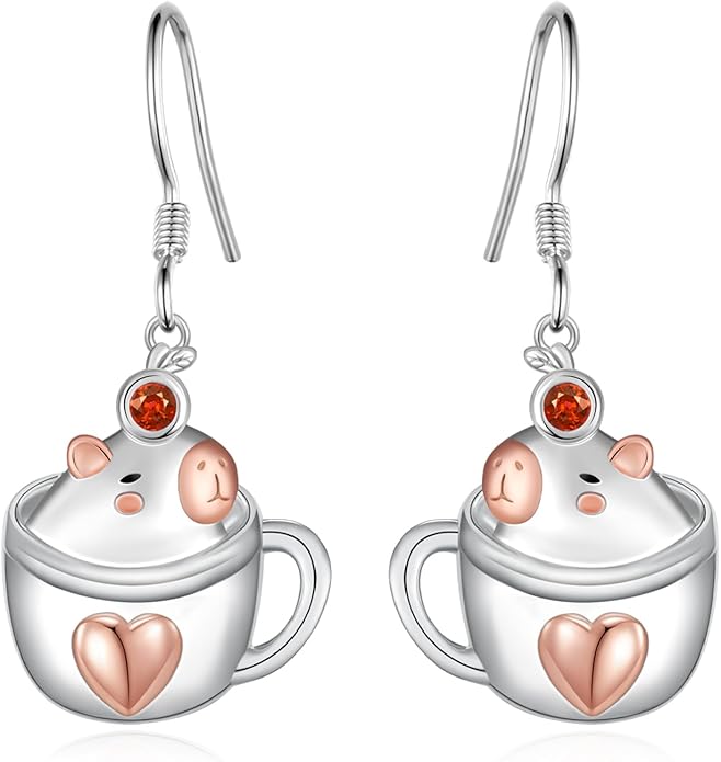 Black Cat Earrings 925 Sterling Silver Mushroom Cat/Black Cat/Panda/Sloth/Capybara/Boston Terrier/Shih Tzu Dangle Earrings Cute Animal Drop Earrings Jewelry Gifts for Women